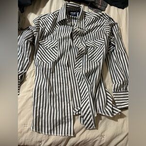 Wrangler striped pearl snap